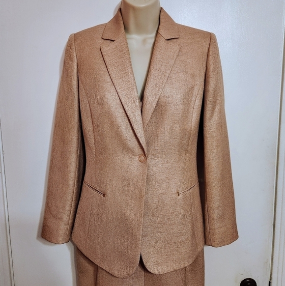 Elie Tahari Gold Blazer Sheath Dress Suit Size 2 4 - Picture 2 of 12